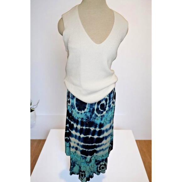 Pink Apple Blue Tie-Dye Boho Skirt – Size L – Embroidered & Sequin Detail Festiv - Picture 2 of 14